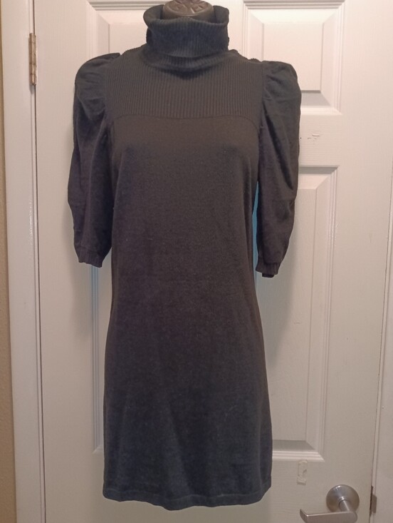Max Studio Dresses & Skirts - Max Studio Turtleneck Puff-Sleeve Sweater Dress in Dark Green